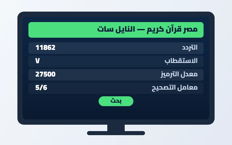 تردد قناة مصر قرآن كريم الجديد 2026 على النايل سات 2 إعدادات تردد قناة مصر قرآن كريم على الرسيفر