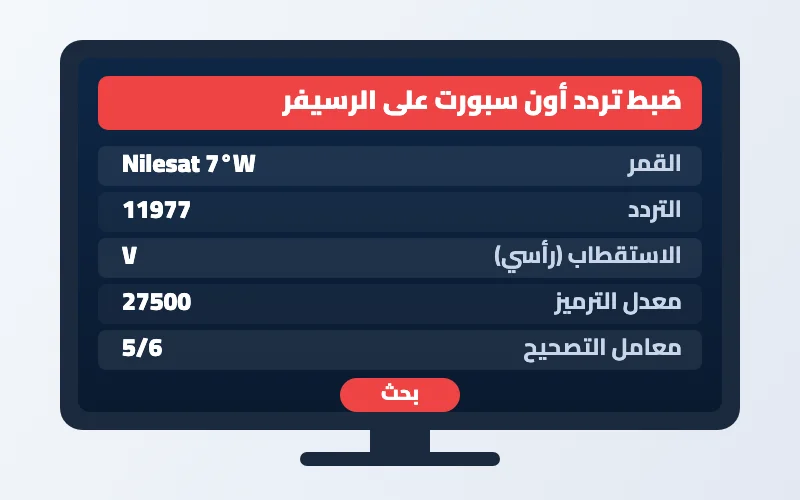 ترددات القنوات الرياضية المفتوحة 2026 على النايل سات وعرب سات 2 ترددات القنوات الرياضية - ضبط تردد أون سبورت على الرسيفر